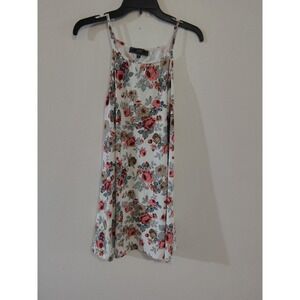 Vibe Sportswear Floral Halter Mini Dress White Pink Rose Print Size Medium